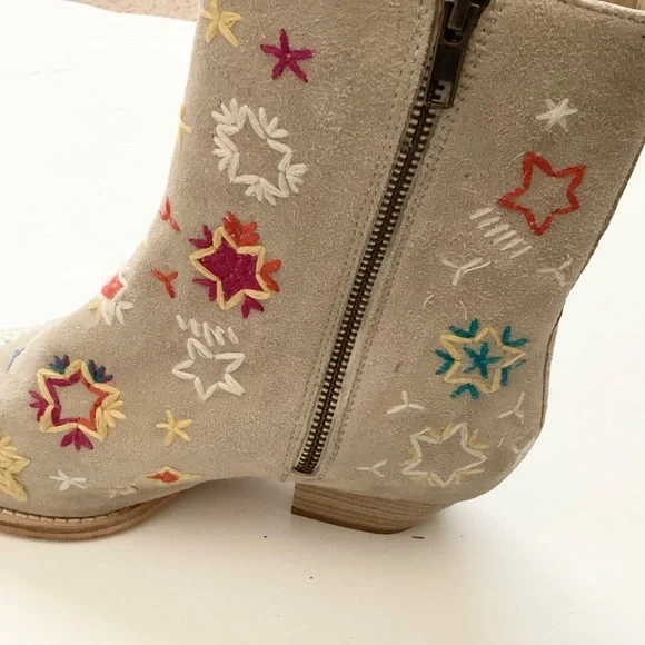 NEW Free People Bowers Embroidered Leather Western Booties - Stone - 38 - Picture 5 of 9